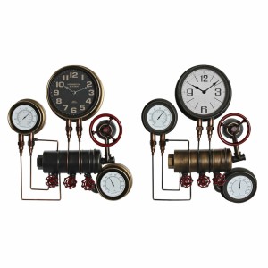 Wanduhr DKD Home Decor Schwarz Rot Eisen Golden (2 pcs) (46 x 13 x 58 cm)