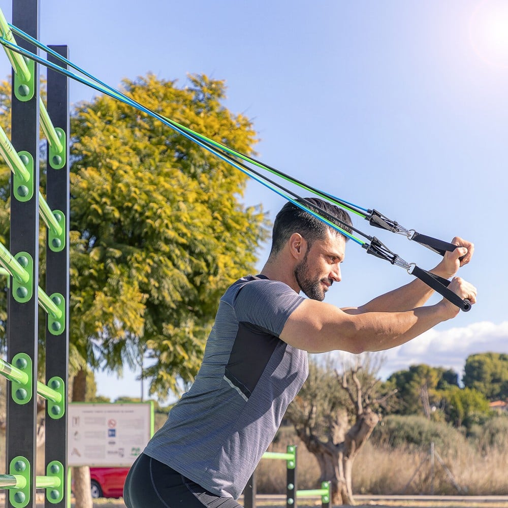 Satz regulierbaren Stretchbändern mit Accessoires und Übungsleitfaden Tribainer InnovaGoods 3 Stück