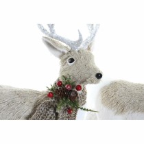 Weihnachtsschmuck DKD Home Decor Beige Polyester Weiß polystyrol Rentier (9 x 24 x 33 cm)