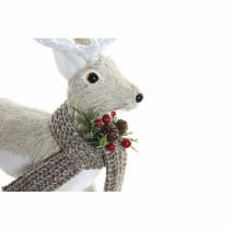 Weihnachtsschmuck DKD Home Decor Beige Polyester Weiß polystyrol Rentier (9 x 24 x 33 cm)