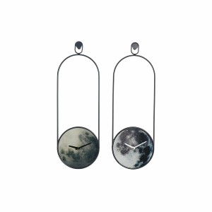 Wanduhr DKD Home Decor Kristall Grau Eisen (20 x 4.5 x 60 cm) (2 pcs)