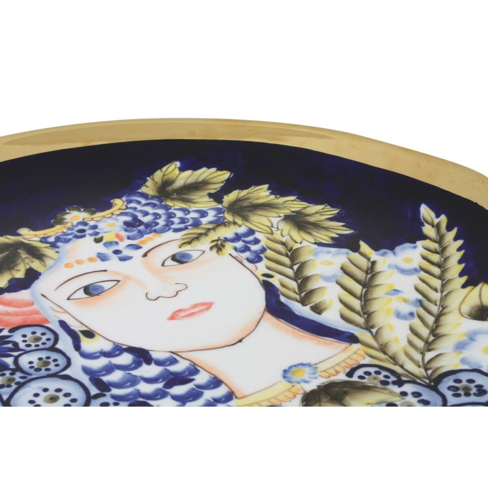 Centerpiece DKD Home Decor Blue Multicolour Porcelain 42 x 42 x 4 cm