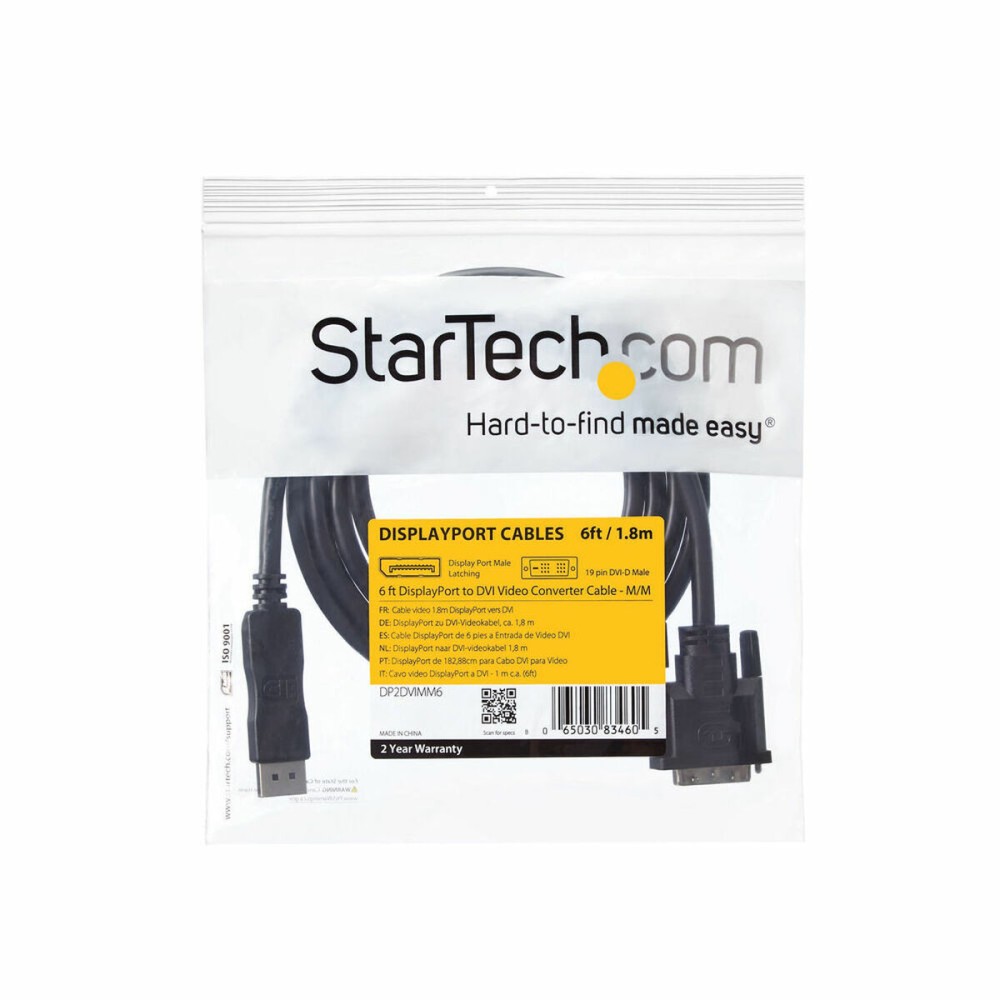 Adapter DisplayPort auf DVI Startech DP2DVIMM6 (1,8 m) Schwarz 1.8 m