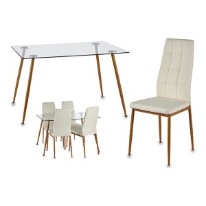 Ensemble Table + 4 Chaises Gift Decor Davi 70 x 75 x 120 cm Métal Verre