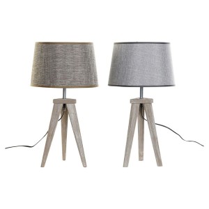 Tischlampe DKD Home Decor Laken Grau Braun Leinen 250 V 60 W Kiefer (30 x 30 x 57.5 cm) (2 pcs)
