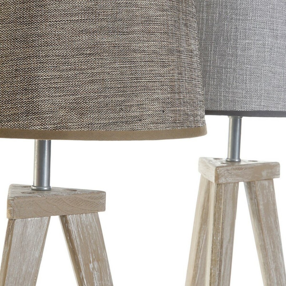 Tischlampe DKD Home Decor Laken Grau Braun Leinen 250 V 60 W Kiefer (30 x 30 x 57.5 cm) (2 pcs)