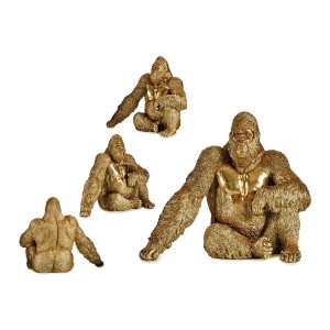 Figurine Décorative Gift Decor XS210412 Doré Gorille 36 x 50 x 62 cm