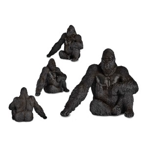 Figurine Décorative Gift Decor XS210427 Noir Gorille 34 x 50 x 63 cm