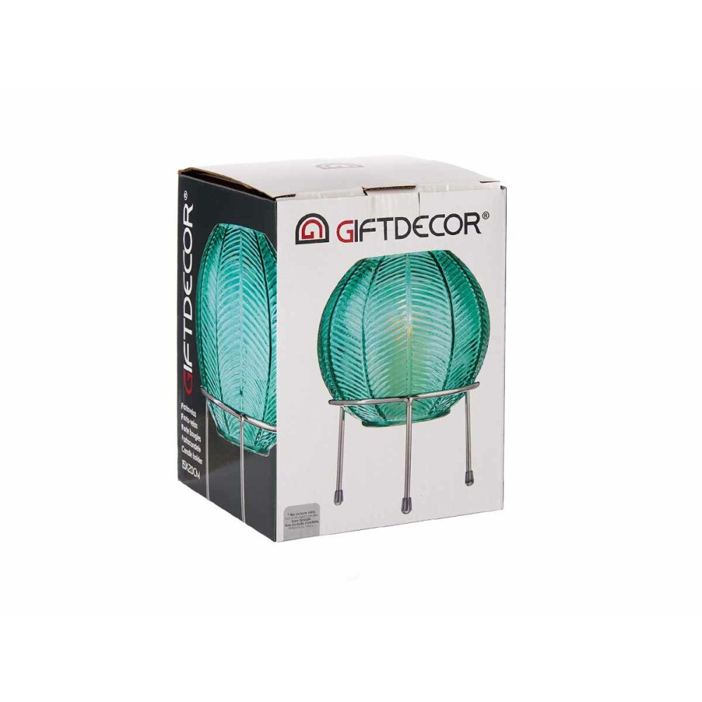Vase Blau Bold 14,5 x 19,5 x 14,5 cm Silberfarben Metall Glas