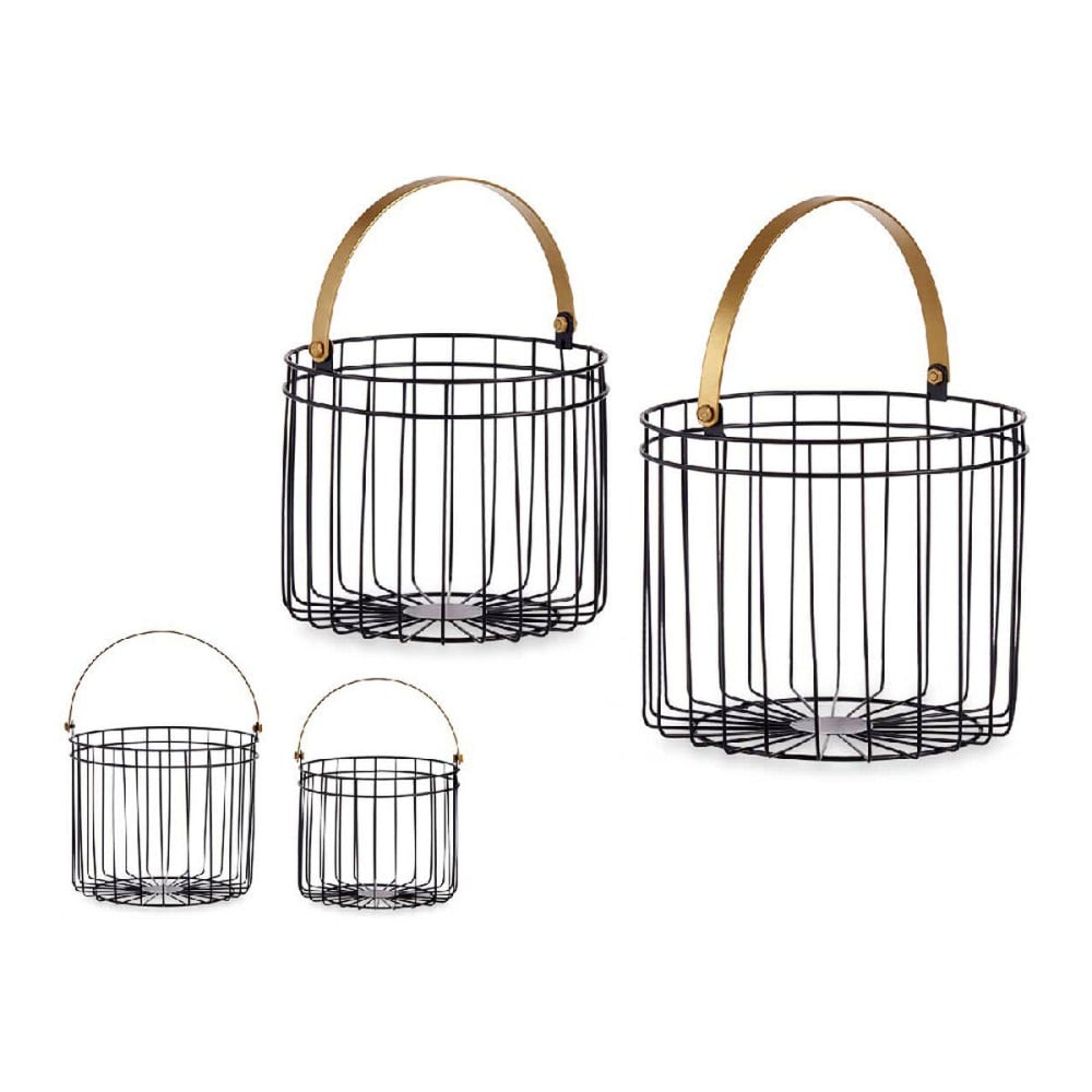 Set de basket Gift Decor JY19149GB Noir Doré Métal 25 x 27 x 25 cm Cylindrique
