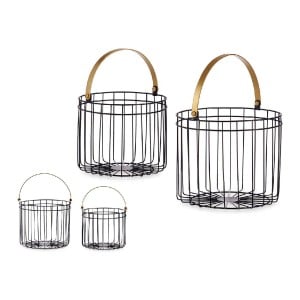 Set de basket Gift Decor JY19149GB Noir Doré Métal 25 x 27 x 25 cm Cylindrique
