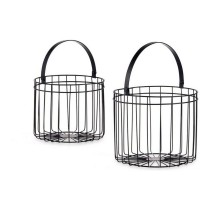 Set de basket Gift Decor JY19149BK Noir Métal 25 x 35 x 25 cm Cylindrique