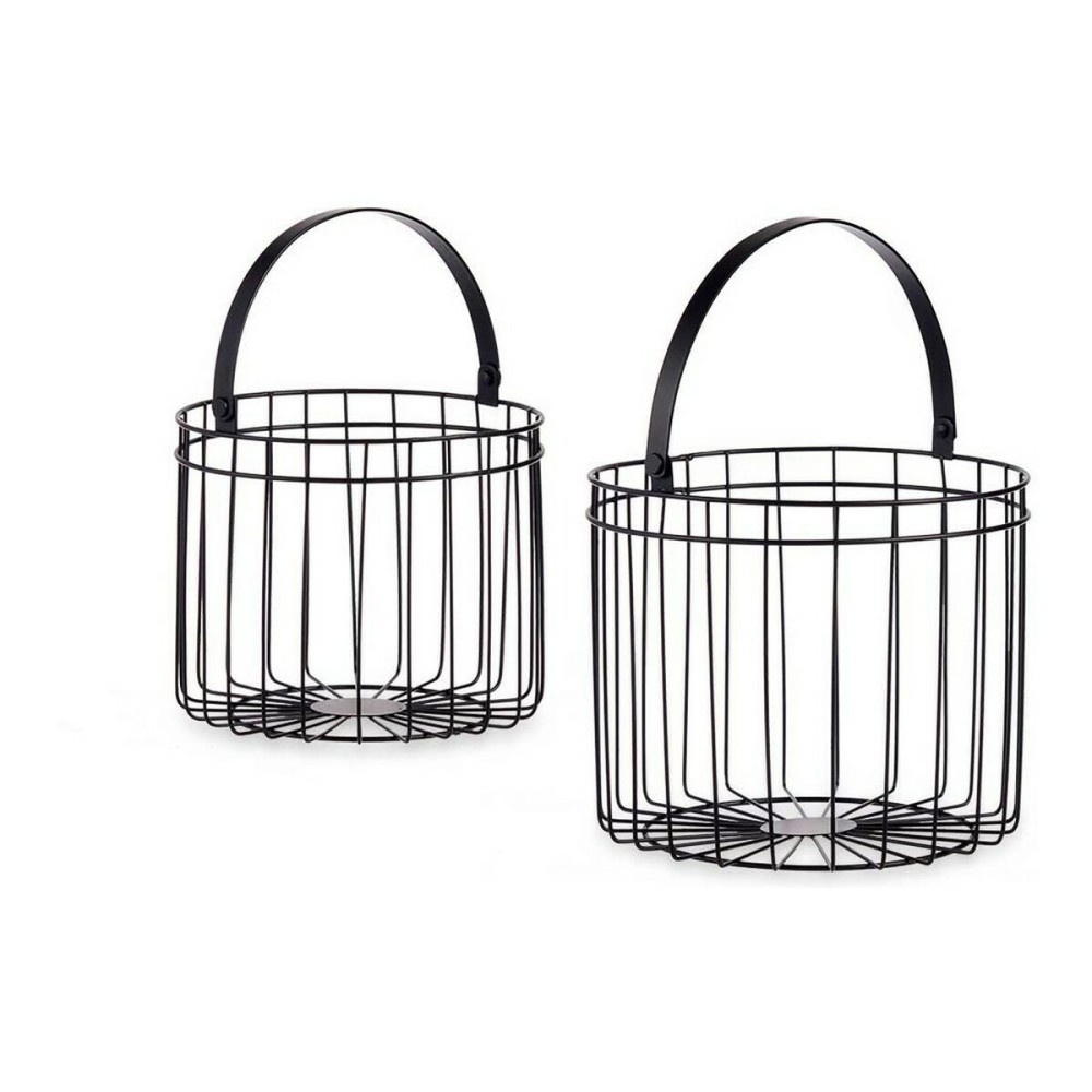Set de basket Gift Decor JY19149BK Noir Métal 25 x 35 x 25 cm Cylindrique
