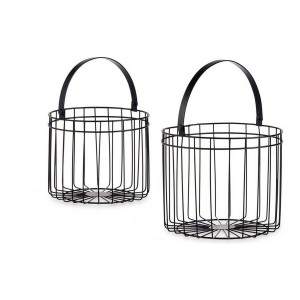 Set de basket Gift Decor JY19149BK Noir Métal 25 x 35 x 25 cm Cylindrique