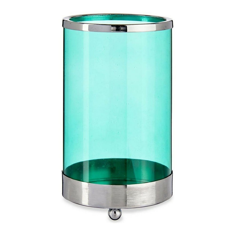 Kerzenschale Gift Decor SW120612B Blau Silberfarben Silber Metall Glas 9,7 x 16,5 x 9,7 cm Zylinder