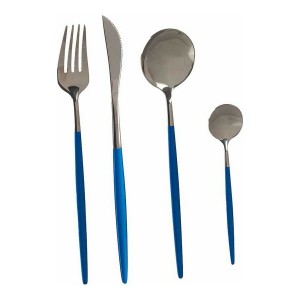 Besteck-Set Kinvara BST-CT022 Blau Silberfarben Edelstahl 16 x 5 x 24,5 cm