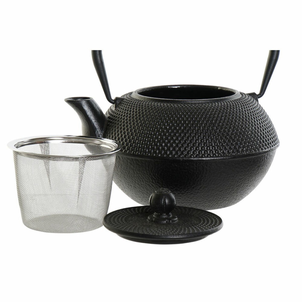 Théière DKD Home Decor Noir Argent Fer (18.5 x 16 x 17 cm) (2 pcs) (1200 ml)