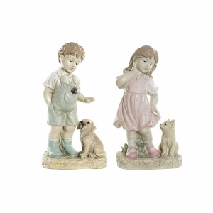 Deko-Figur DKD Home Decor Blau Rosa Harz Kind (26.5 x 16.5 x 44.5 cm) (2 pcs)