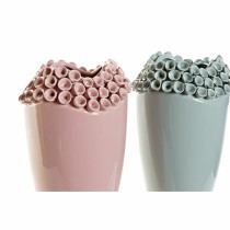 Vase DKD Home Decor Rosa türkis Steingut Mediterraner (2 pcs) (19 x 19 x 33 cm)