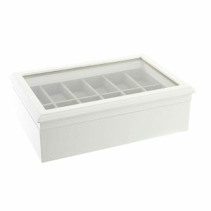 Boîte à bijoux DKD Home Decor 102182 Montres 28 x 19 x 9 cm Verre Blanc Bois MDF