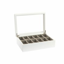 Boîte à bijoux DKD Home Decor 102182 Montres 28 x 19 x 9 cm Verre Blanc Bois MDF