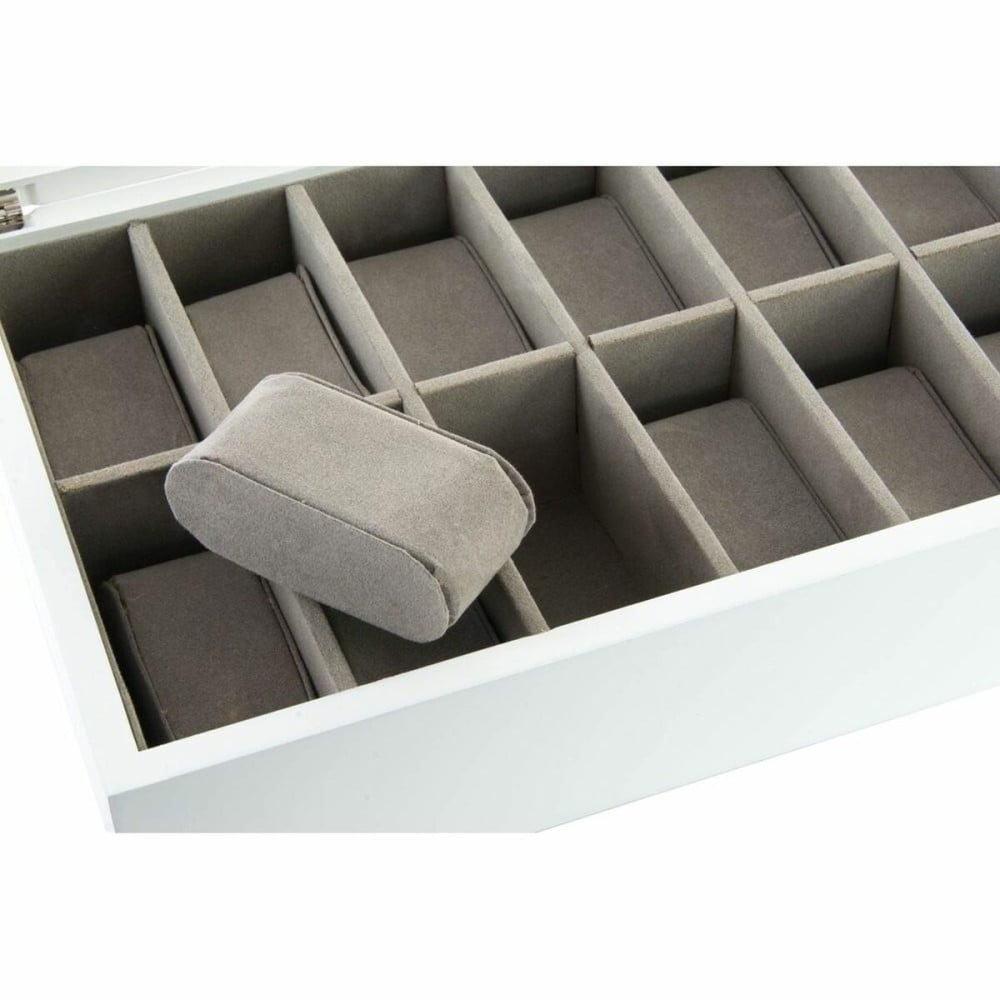 Boîte à bijoux DKD Home Decor 102182 Montres 28 x 19 x 9 cm Verre Blanc Bois MDF
