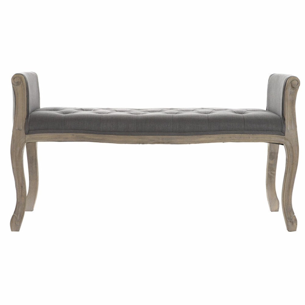 Banquette DKD Home Decor Naturel Gris foncé Bois d'hévéa Toile 109 x 44,5 x 60 cm