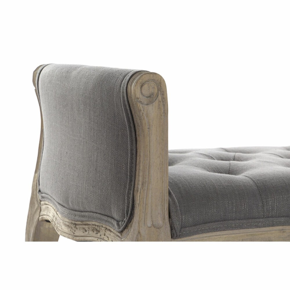 Banquette DKD Home Decor Naturel Gris foncé Bois d'hévéa Toile 109 x 44,5 x 60 cm