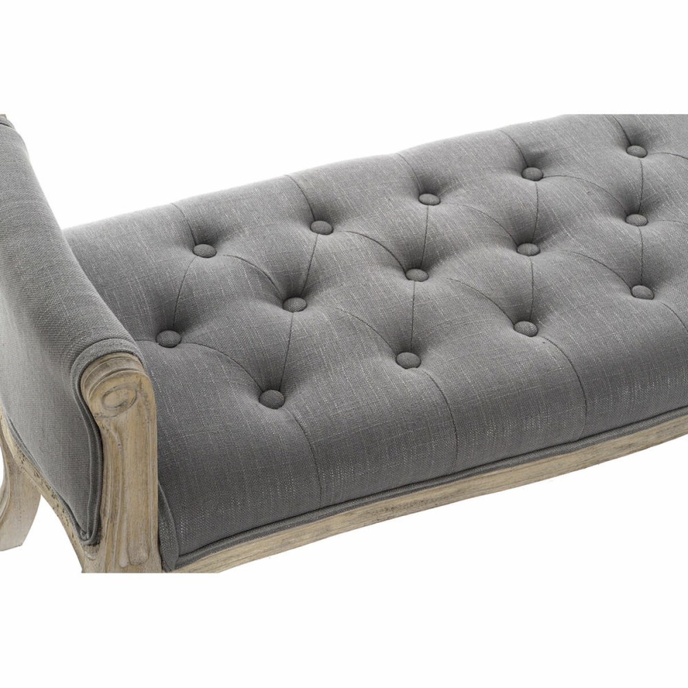 Banquette DKD Home Decor Naturel Gris foncé Bois d'hévéa Toile 109 x 44,5 x 60 cm