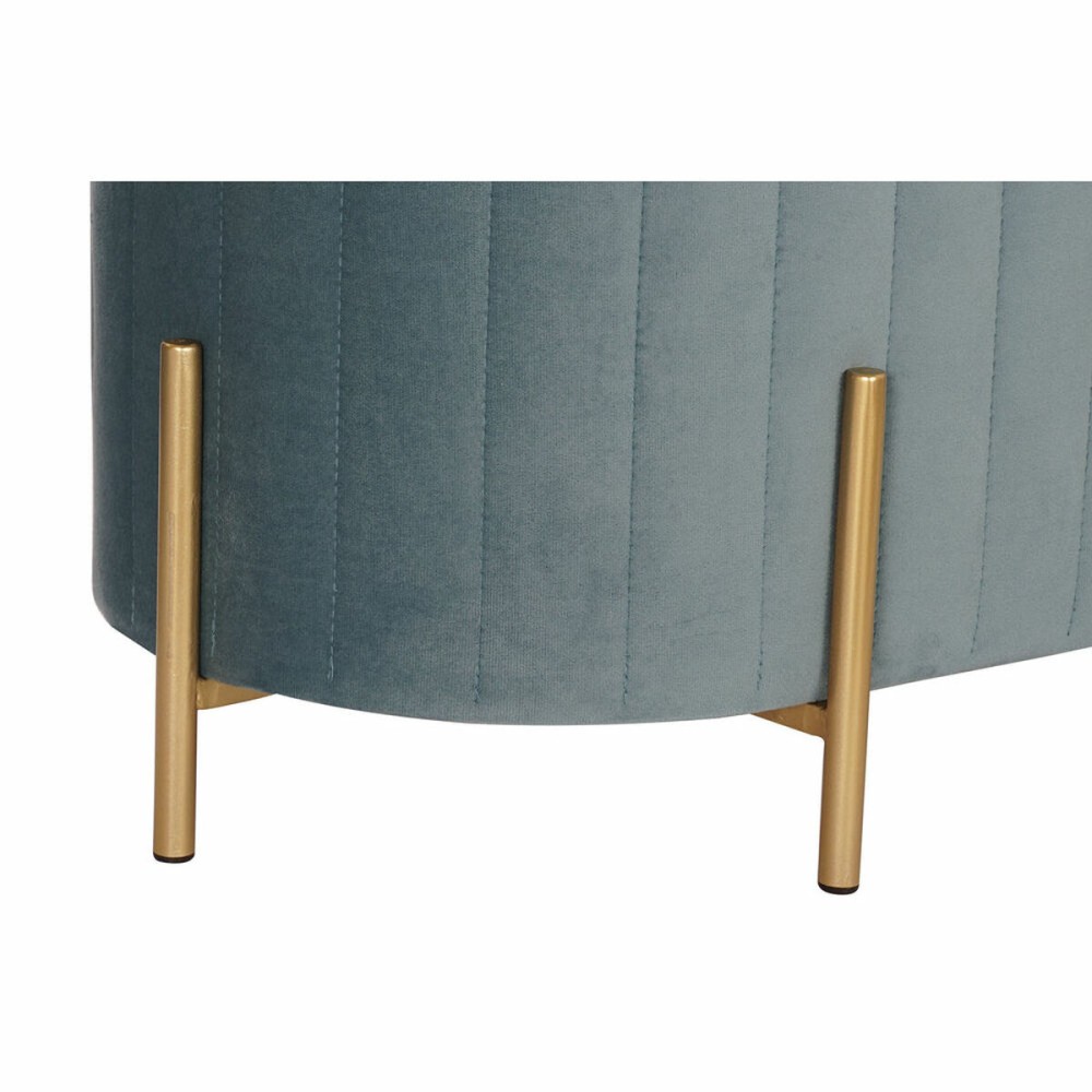 Banquette DKD Home Decor Bleu Doré Métal Polyester Velours (123 x 50 x 45 cm)