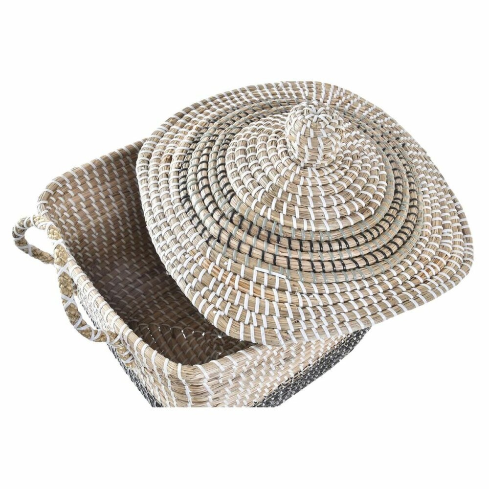 Decorative basket DKD Home Decor Grey Natural Boho 45 x 35 x 43 cm