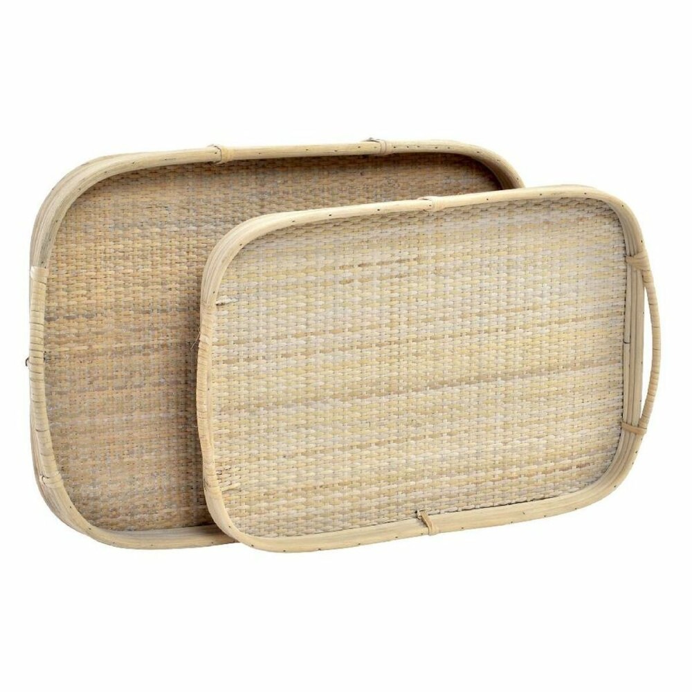 Tablettset DKD Home Decor Braun Rattan (51.5 x 36 x 7.5 cm) (44.5 x 31.5 x 6 cm) (2 pcs)