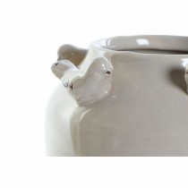 Vase DKD Home Decor Porzellan Grau Beige Vögel Shabby Chic (15 x 15 x 13,5 cm) (2 Stück) 
