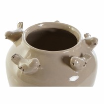 Vase DKD Home Decor Porcelain Grey Beige Birds Shabby Chic (15 x 15 x 13,5 cm) (2 Units) 