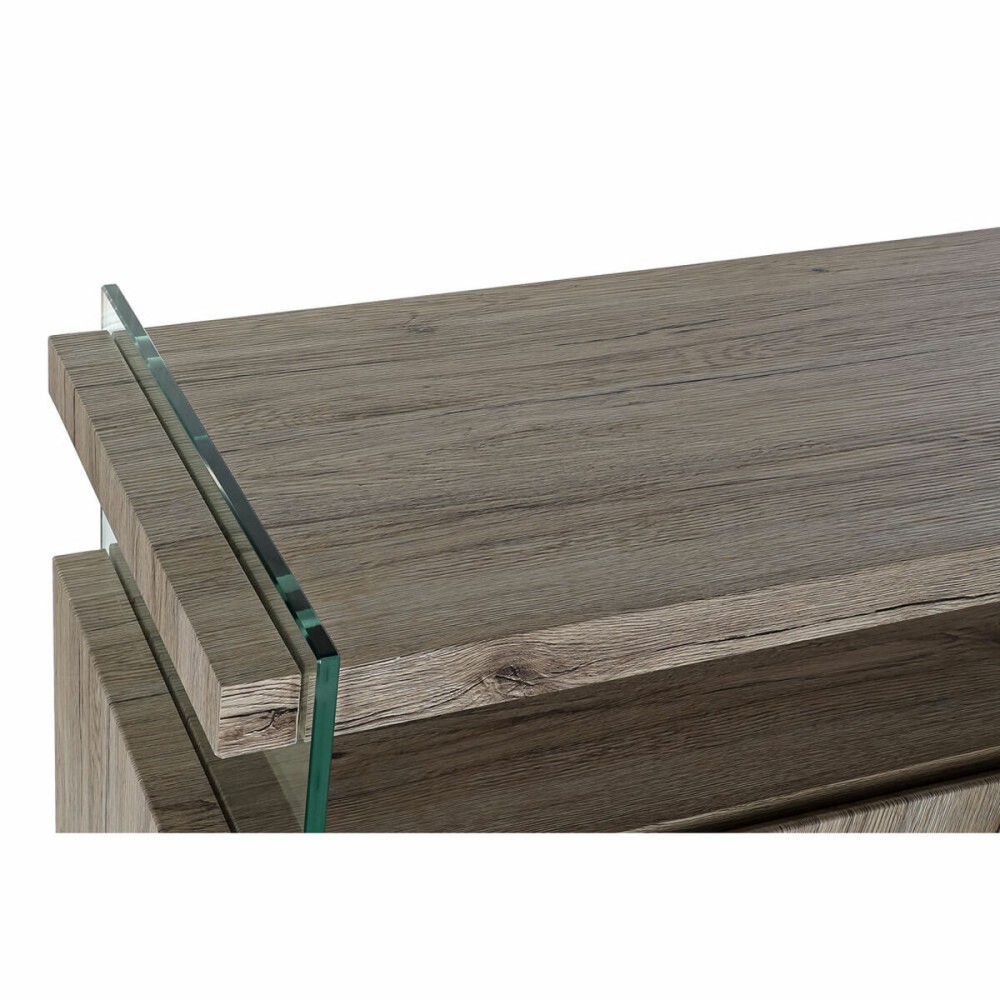 Sideboard DKD Home Decor Natural Tempered Glass MDF Wood 120 x 44 x 120 cm