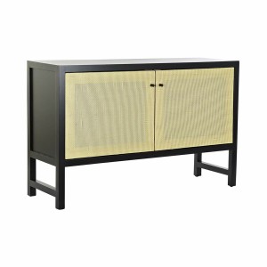 Sideboard DKD Home Decor Black Natural Rattan Fir 120 x 38 x 76 cm