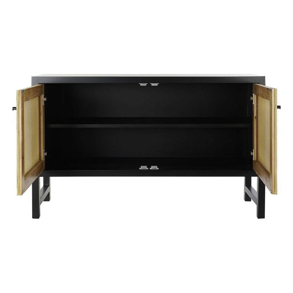 Sideboard DKD Home Decor Black Natural Rattan Fir 120 x 38 x 76 cm