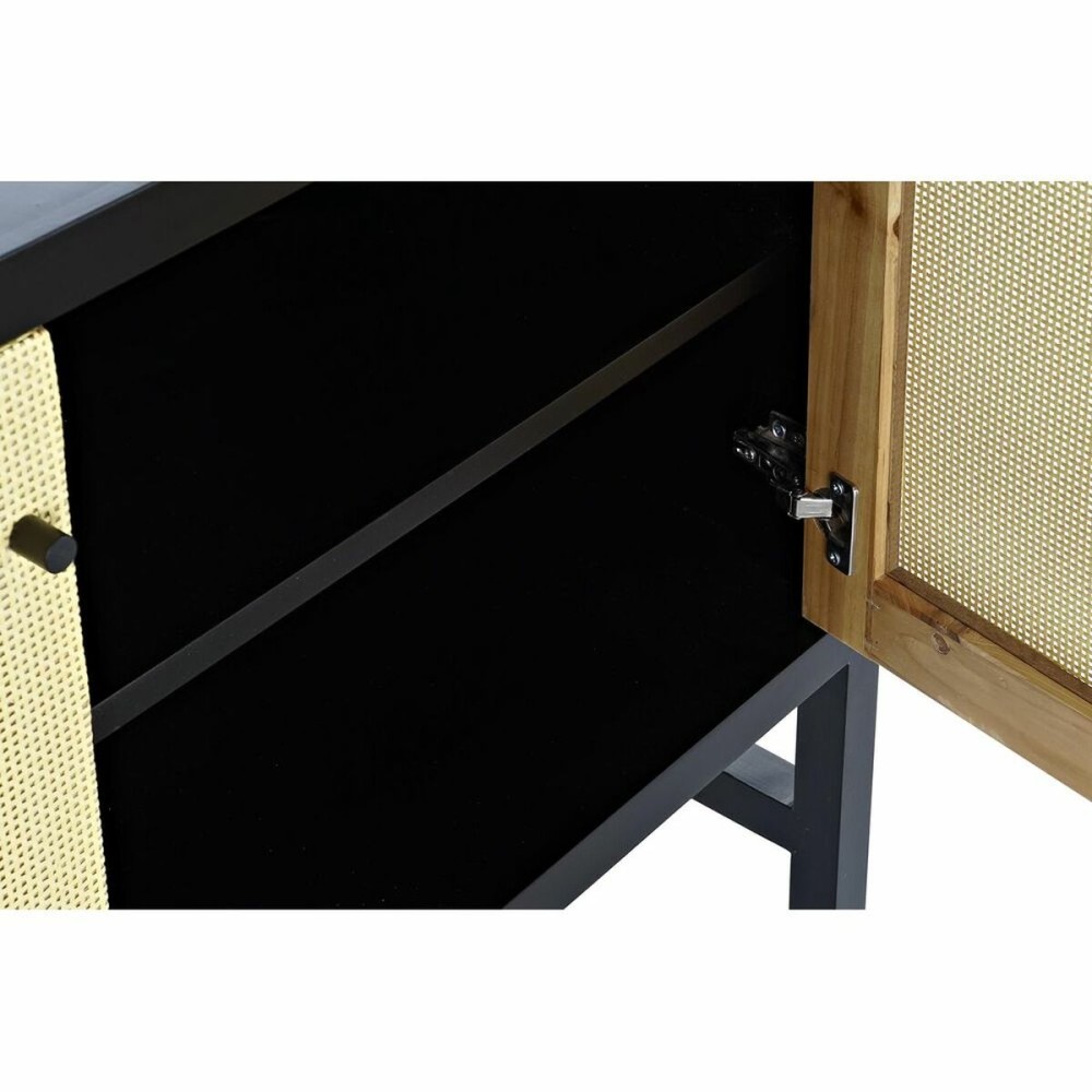 Sideboard DKD Home Decor Black Natural Rattan Fir 120 x 38 x 76 cm