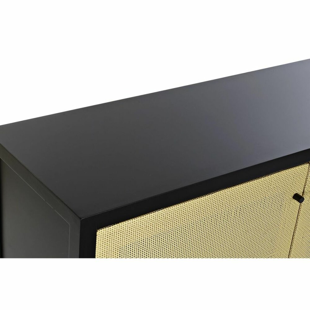 Sideboard DKD Home Decor Black Natural Rattan Fir 120 x 38 x 76 cm