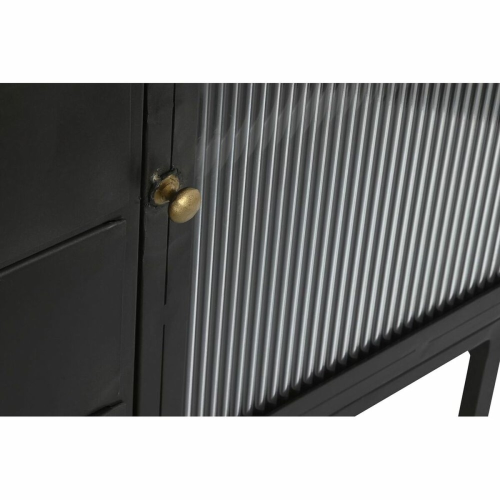 Sideboard DKD Home Decor Black Golden Natural Metal Mango wood 145 x 40 x 85 cm