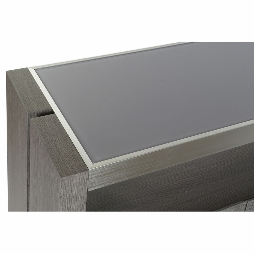 Sideboard DKD Home Decor Grey Aluminium Crystal Oak Tempered Glass 165 x 39 x 76 cm
