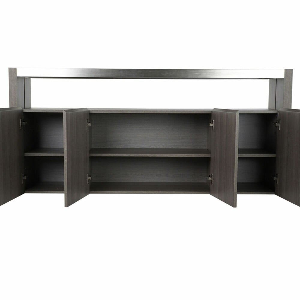 Sideboard DKD Home Decor Grey Aluminium Crystal Oak Tempered Glass 165 x 39 x 76 cm