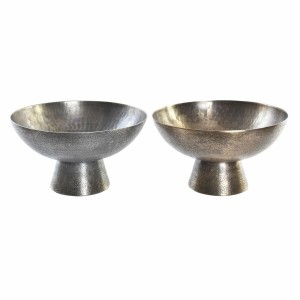 Centerpiece DKD Home Decor Golden Silver Aluminium 30 x 30 x 17 cm (2 Units)