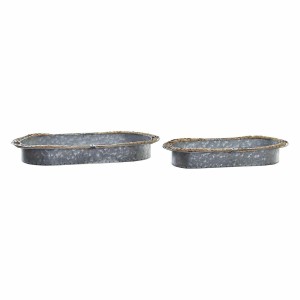 Tischdekoration DKD Home Decor Braun Grau Eisen 51 x 26 x 7 cm (2 Stück)