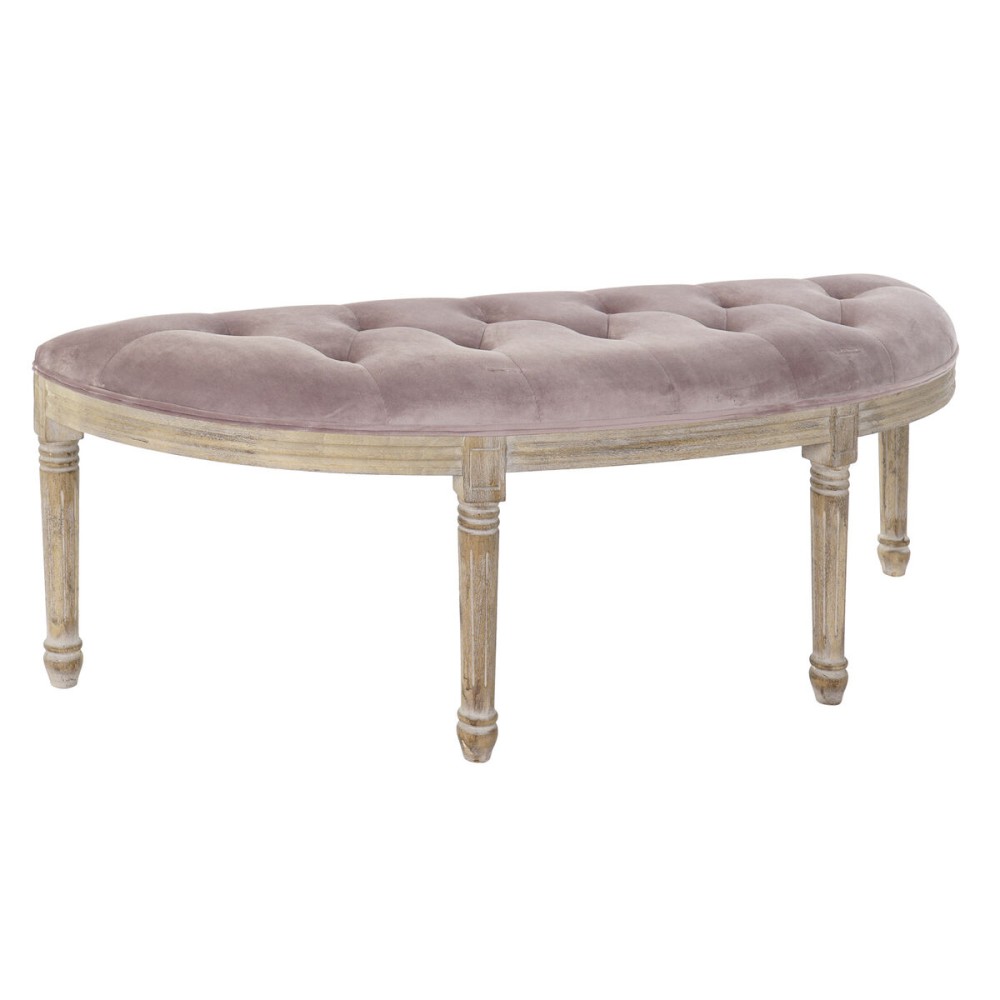 Banquette DKD Home Decor Naturel Rose Polyester Velours Bois d'hévéa (125 x 43 x 48 cm)