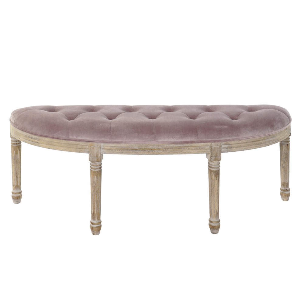 Banquette DKD Home Decor Naturel Rose Polyester Velours Bois d'hévéa (125 x 43 x 48 cm)