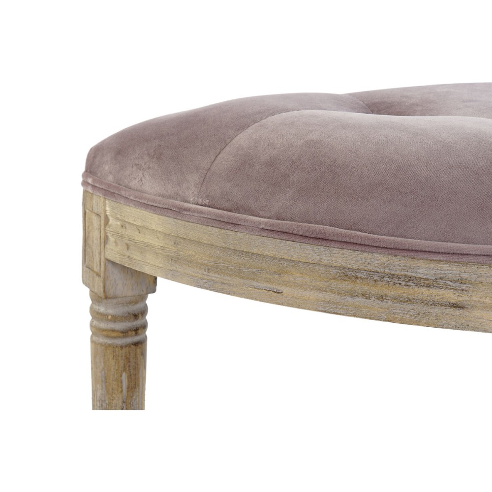 Banquette DKD Home Decor Naturel Rose Polyester Velours Bois d'hévéa (125 x 43 x 48 cm)