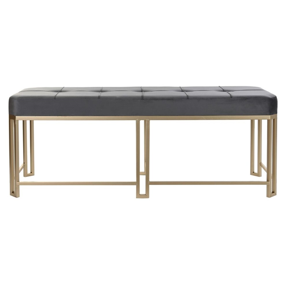 Banquette DKD Home Decor Gris Métal Velours (120 x 40 x 47 cm)