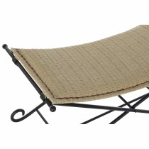 Bench DKD Home Decor Black Metal Light brown Rattan (94 x 49 x 44 cm)