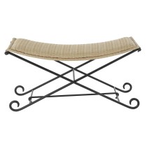 Banquette DKD Home Decor Noir Métal Marron Clair Rotin (94 x 49 x 44 cm)